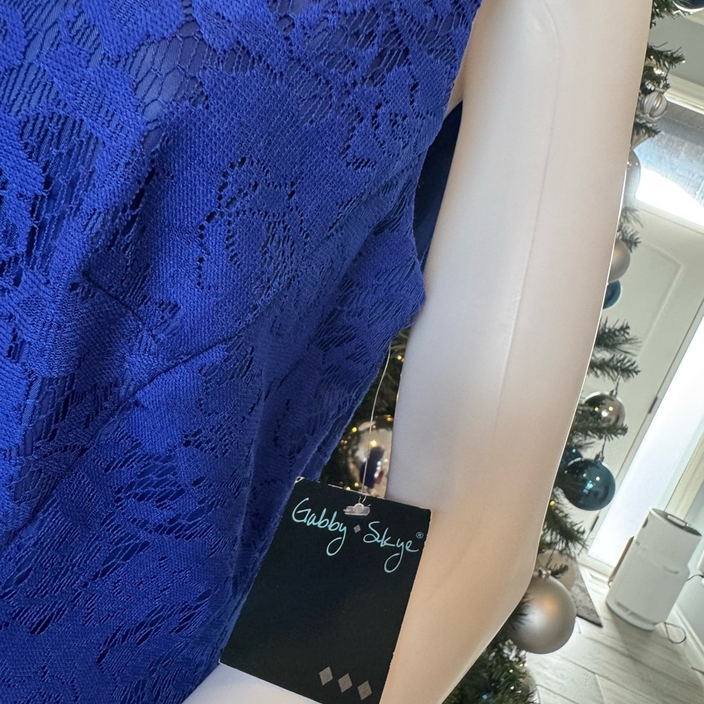 Gabby Skye Cobalt Blue Lace Midi Dress - Picture 7 of 12